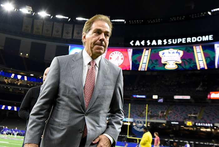 Alabama head coach Nick Saban before the 2022 Sugar Bowl against Kansas State at Caesars Superdome.