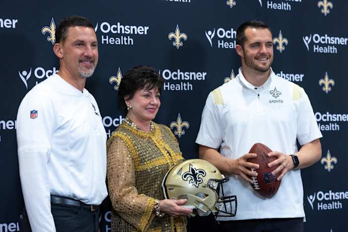 Dennis Allen and Derek Carr