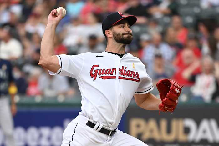 Sep 2, 2022; Cleveland, Ohio, USA; Cleveland Guardians starting pitcher Cody Morris (36) throws a pitch during the first inning against the Seattle Mariners at Progressive Field. Mandatory Credit: Ken Blaze-USA TODAY Sports