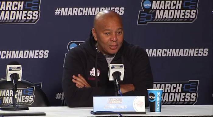 Johnny Jones at Texas Southern First Four Press Conference in Dayton, Ohio.