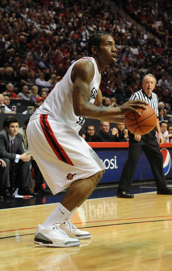 San Diego State Aztecs forward Kawhi Leonard shoots the ball.
