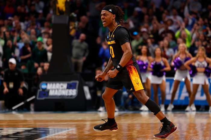 Arizona State Sun Devils guard DJ Horne reacts after a play.