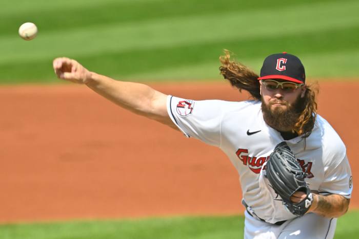 Sep 15, 2022; Cleveland, Ohio, USA; Cleveland Guardians starting pitcher Hunter Gaddis (70) delivers a pitch in the first inning against the Chicago White Sox at Progressive Field. Mandatory Credit: David Richard-USA TODAY Sports