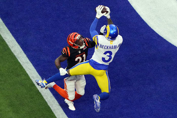 WR Odell Beckham catches a TD pass in Super Bowl LVI