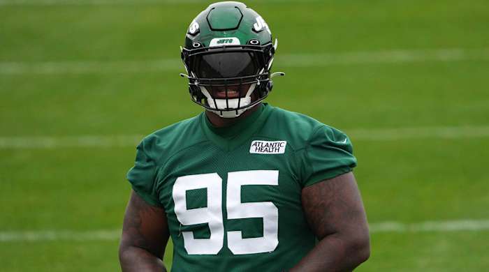 Jets defensive tackle Quinnen Williams (95) during a practice at the Manor Marriott Hotel and Country Club.