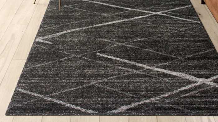 Amiia Abstract Power Loom Performance Dark Gray Rug