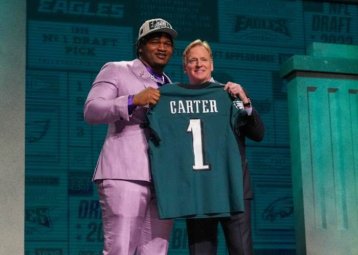 The Eagles traded up to draft Jalen Carter.