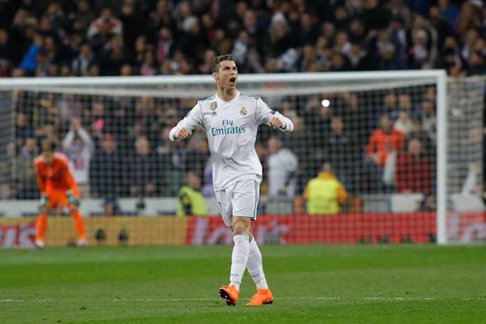 Cristiano Ronaldo pictured in 2018 after scoring for Real Madrid against PSG in the UEFA Champions League