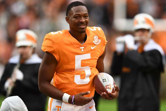 Former Tennessee Volunteers QB Hendon Hooker before the 2022 win over Missouri. (Photo by Saul Young of USA Today Network)