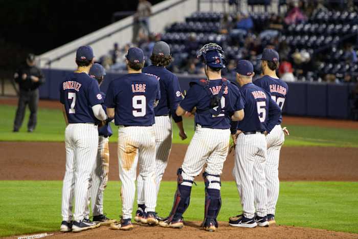 Ole Miss Baseball on pitchers mound 2