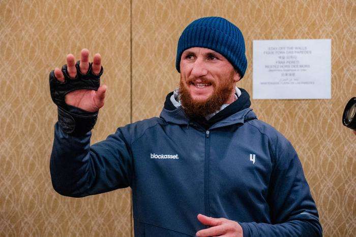 UFC bantamweight Merab Dvalishvili backstage for UFC 278 in Salt Lake City.