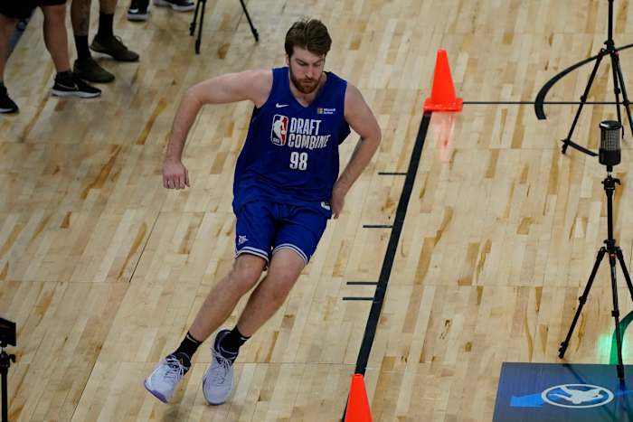 Gonzaga's Drew Timme at the 2023 NBA Draft Combine at Wintrust Arena (Chicago, IL).