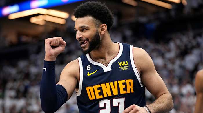 Jamal Murray celebrates a basket during the Nuggets’ 2023 NBA playoff run.