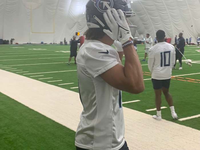 Kearis Jackson #10, and Colton Dowell during the recent Titans rookie minicamp.