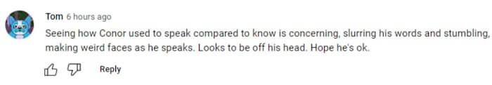 A fan expresses their concern for UFC mega star Conor Mcgregor after an interview with Ariel Helwani.