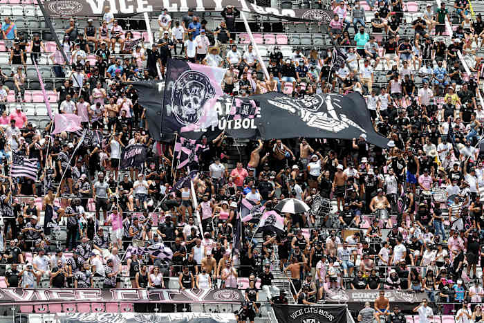 Inter Miami fans pictured at DRV PNK Stadium during an MLS game in 2021