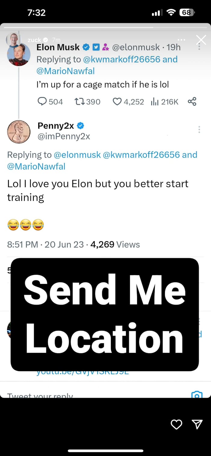 Facebook (Meta) founder Mark Zuckerberg responds to Twitter Chairman Elon Musk's MMA challenge by borrowing a line from UFC Hall of Famer Khabib Nurmagomedov.