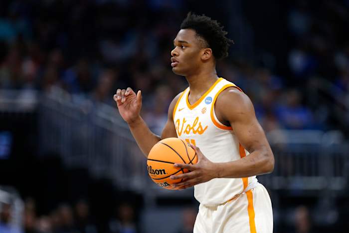 Tennessee Volunteers F Tobe Awaka during the NCAA Tournament on March 16th, 2023, in Orlando, Florida. (Photo by Russell Lansford of USA Today Sports)