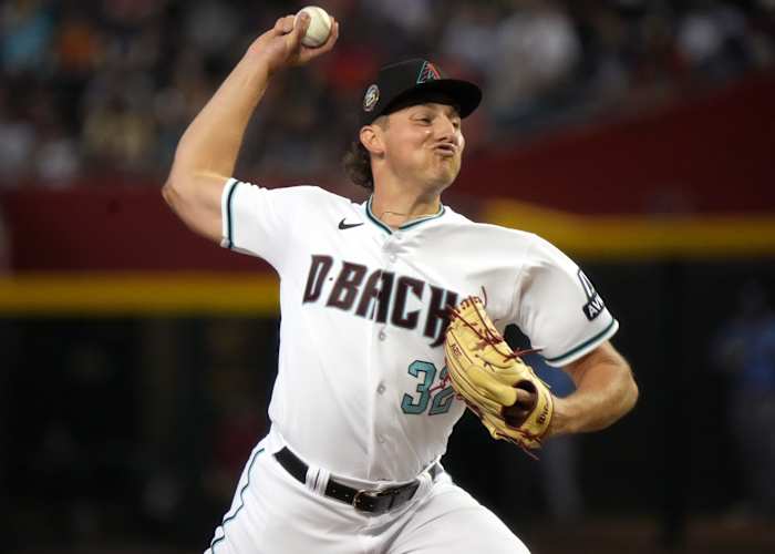 Arizona Diamondbacks right-hander Brandon Pfaadt (32) pitches against the Tampa Bay Rays at Chase Field on June 29, 2023.