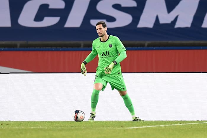 Sergio Rico pictured playing for Paris Saint-Germain against Montpellier in January 2021