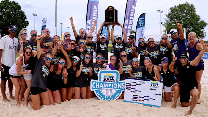 TCU Beach Volleyball wins the 2023 CCSA Conference Championship.