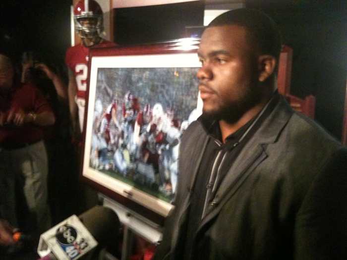 Mark Ingram at painting dedication