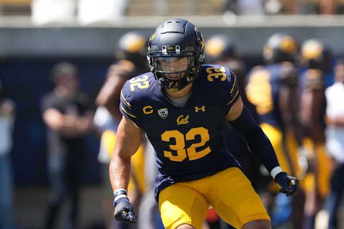 Sep 3, 2022; Berkeley, California, USA; California Golden Bears safety Daniel Scott (32) before the game against the UC Davis Aggies at FTX Field at California Memorial Stadium. Mandatory Credit: Darren Yamashita-USA TODAY Sports
