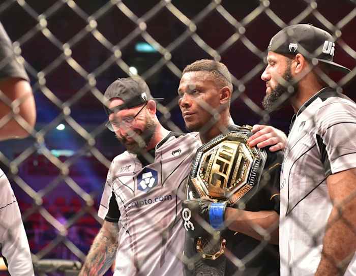 Jamahal Hill holds the UFC Light Heavyweight Championship after defeating Glover Teixeira.