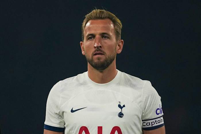 Harry Kane pictured in July 2023 during a pre-season friendly between Tottenham Hotspur and West Ham
