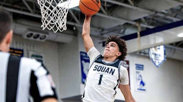 Four-star guard Darius Adams dunks the ball during a Manasquan High School boys' basketball game.