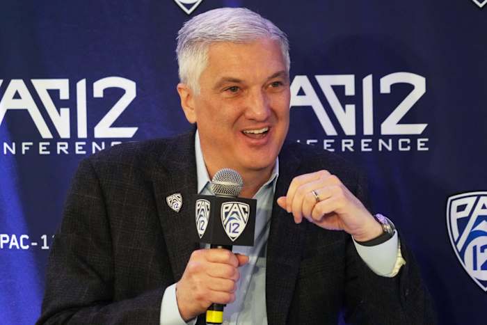 Oct 26, 2022; San Francisco, CA, USA; Pac-12 commissioner George Kliavkoff during Pac-12 Media Day at Pac-12 Network Studios. Mandatory Credit: Kirby Lee-USA TODAY Sports