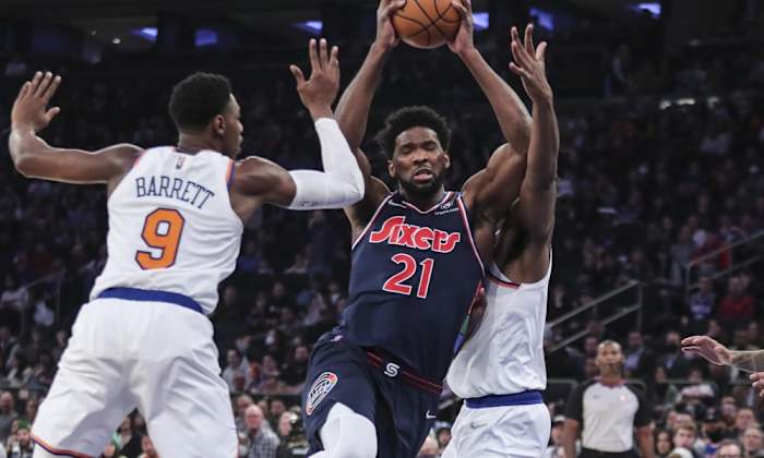 Philadelphia 76ers center Joel Embiid (21) is one of the best big men in the NBA and would be a huge asset for any team that was to trade for him