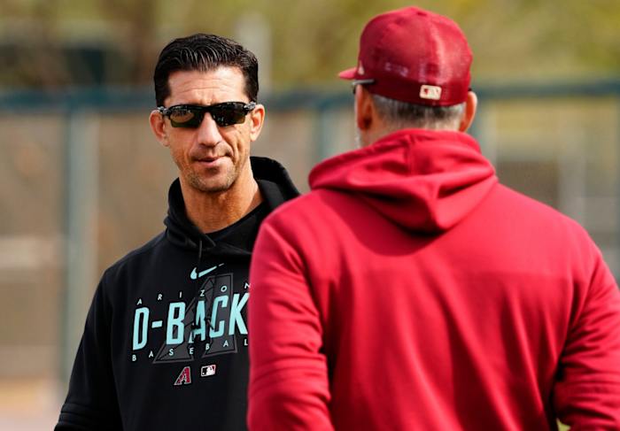 Mike Hazen and Torey Lovullo in spring training