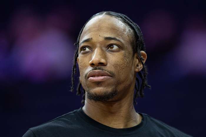 Mar 20, 2023; Philadelphia, Pennsylvania, USA; Chicago Bulls forward DeMar DeRozan