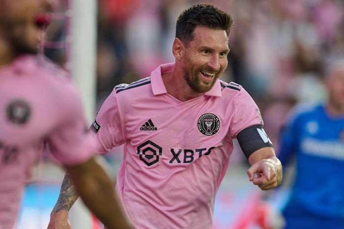 Lionel Messi pictured playing for Inter Miami in July 2023