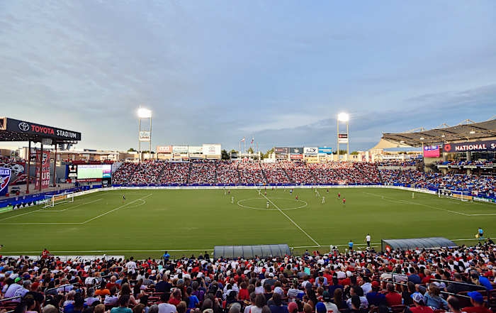 A photo taken in July 2023 showing a general view from inside Toyota Stadium, home of FC Dallas
