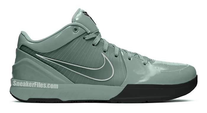 Side view of Kobe Bryant's green and black Nike shoe.