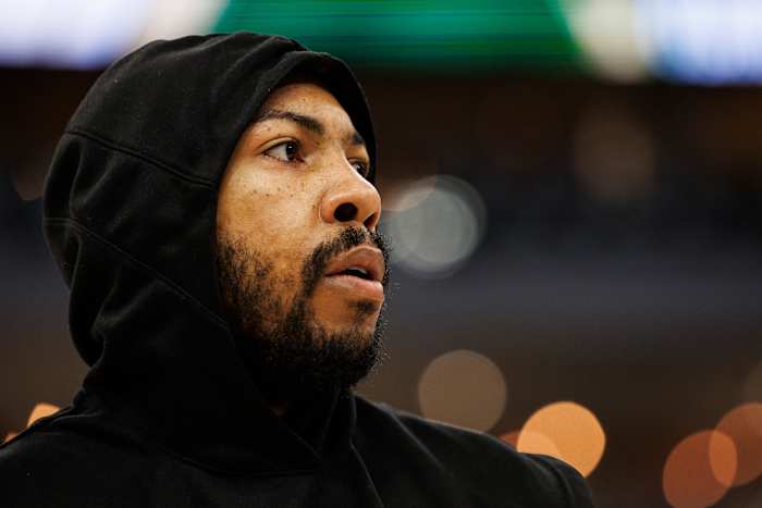 Apr 27, 2022; Milwaukee, Wisconsin, USA; Guard Jevon Carter during warmups prior to game five of the first round for the 2022 NBA playoffs against the Chicago Bulls at Fiserv Forum.