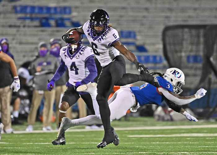 Zach Evans Ole Miss Running Back -- Photo 2020 TCU Season against Kansas