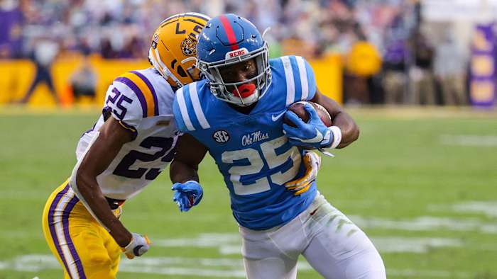 Parrish running for the Rebels in 2021.