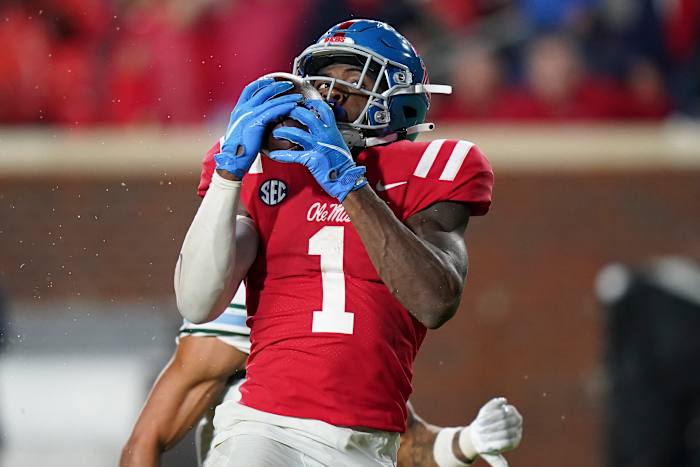 Ole Miss wide receiver Jonathan Mingo