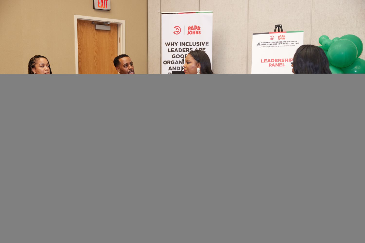 Panel at Hawks x Papa Johns Inclusive Leadership Workshop.