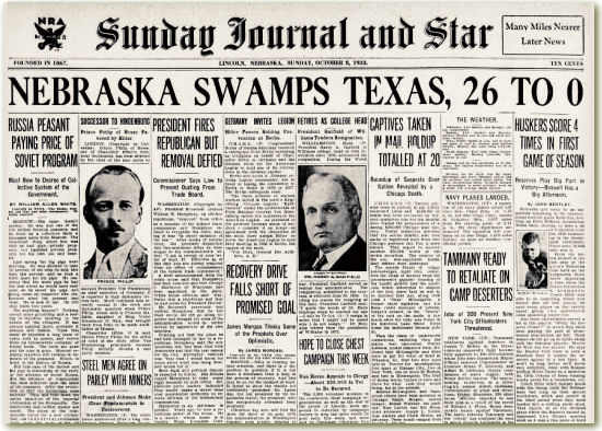 1933 Nebraska-Texas football LJS cover cropped