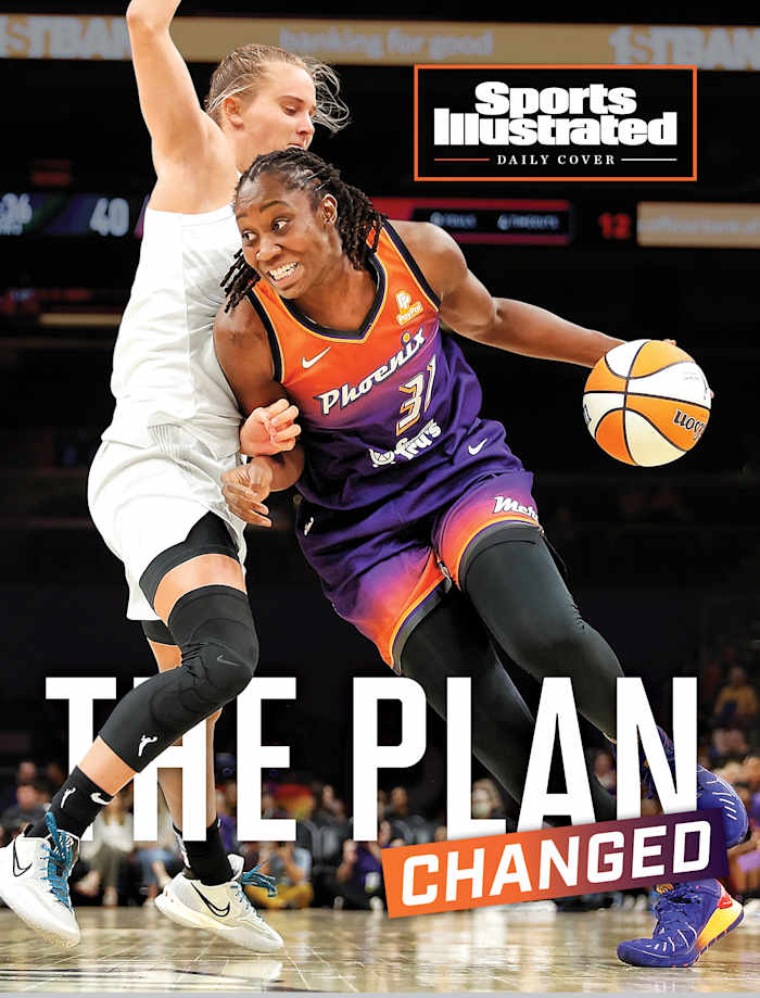 Tina Charles driving to the hoop with the text overlay The Plan Changed