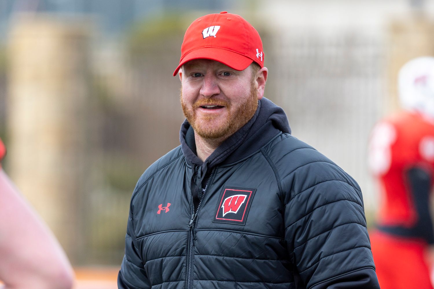Wisconsin outside linebackers coach Bobby April during Las Vegas bowl preparation. (Credit: David Stluka/UW Athletics)
