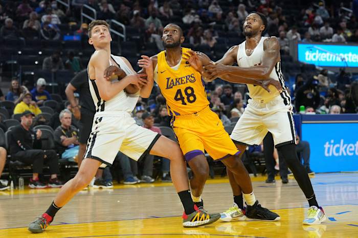 Vitto Brown taking part in the 2022 NBA Summer League with the Los Angeles Lakers (Credit: Darren Yamashita-USA TODAY Sports)