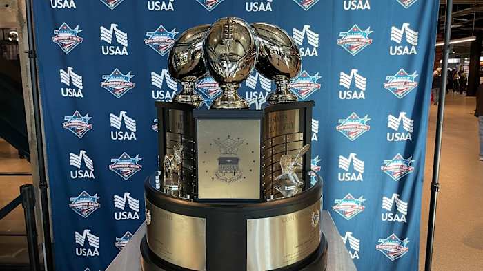 The Commander-in-Chief's Trophy, awarded to the top service academy football team each year. Air Force leads the way with 20 wins since 1972, followed by Navy with 16 and Army with 9. However, Army's won four of the last five iterations.