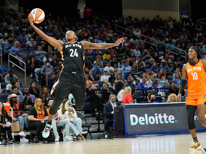 Jewell Loyd during the first half of the 2022 WNBA All Star Game