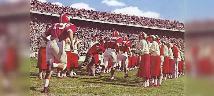 1960 Nebraska football spirit line Memorial Stadium field entrance