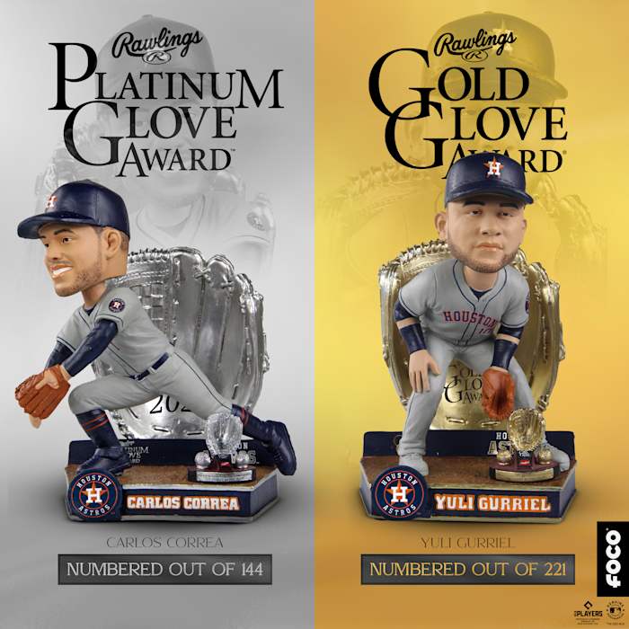Carlos Correa Yuli Gyrriel Astros Platinum - Gold Glove Bobbleheads